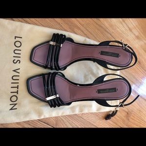 Gorgeous Louis Vuitton cherry sandals in black